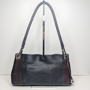 Brighton Pebbled Leather Shoulder Bag Black Brown
